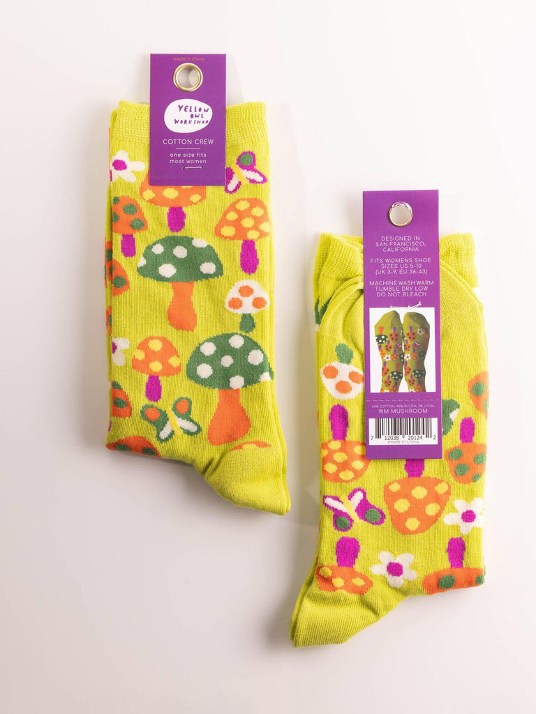 Yellow Owl - Mushroom Butterfly Socks - Small-Yellow Owl Workshop-treehaus