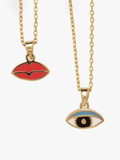 Yellow Owl - Necklace - Double Sided Pendant - Eye/Lips-Yellow Owl Workshop-treehaus