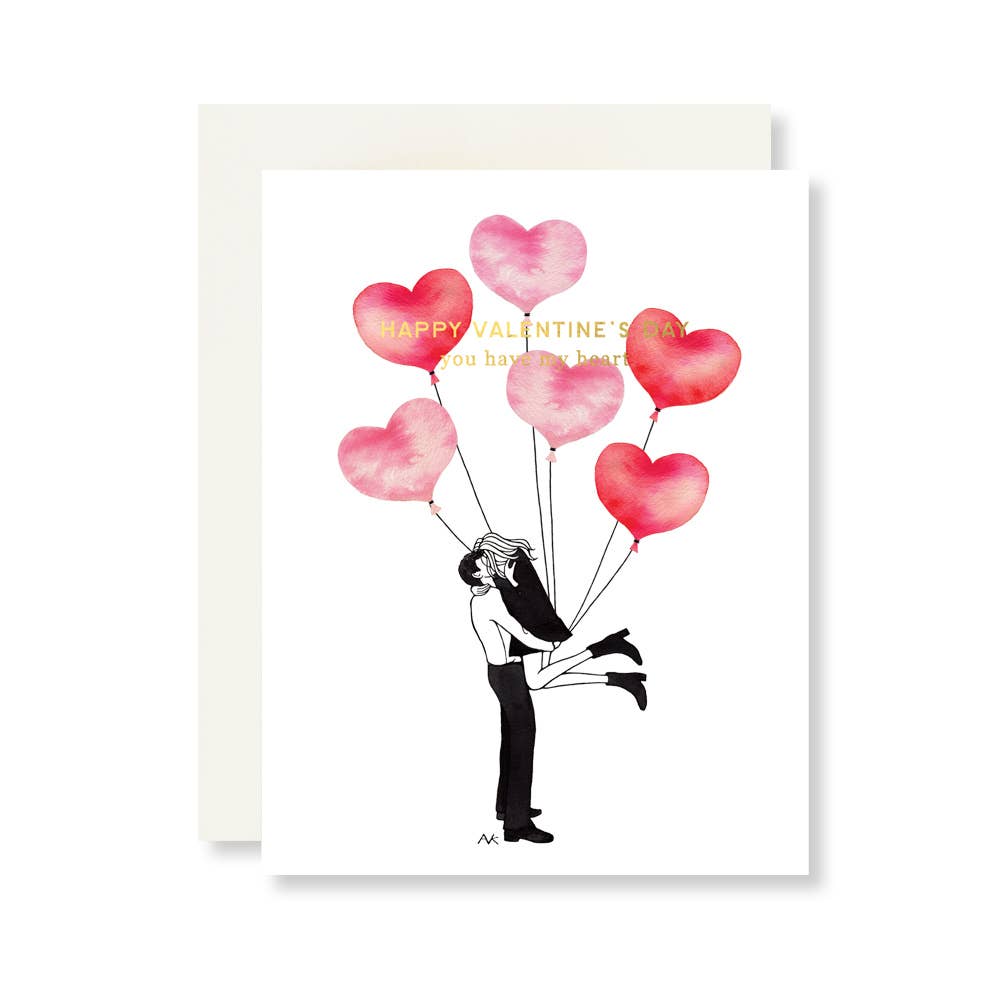 akrDesignStudio - Cute Couple Pink Balloons Valentines-akrDesignStudio-treehaus