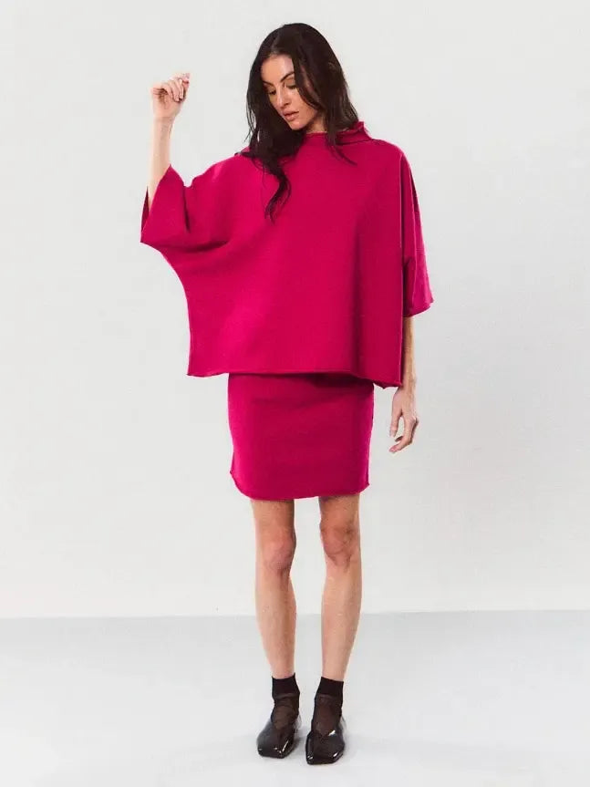 Bo Mock Neck Poncho - Berry-Mantra-treehaus