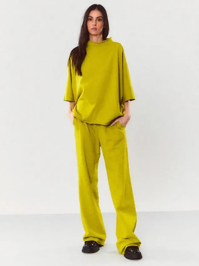 Bo Mock Neck Poncho - Dark Citron-Mantra-treehaus