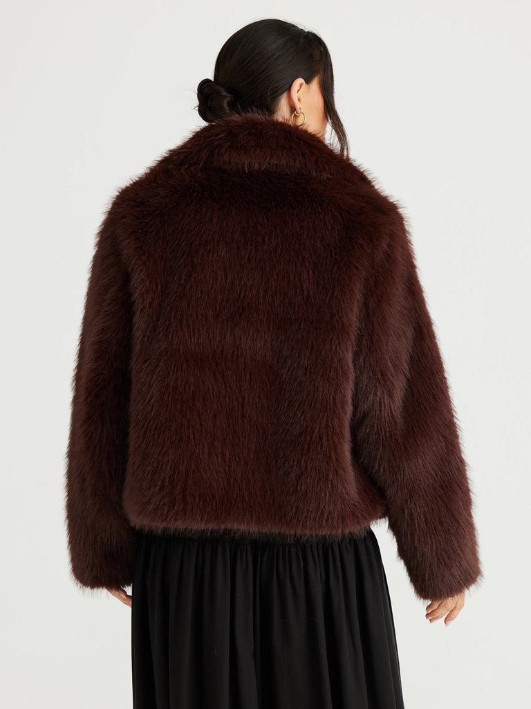 brave + true - Bertoli Faux Fur Jacket - Chocolate-brave+true-treehaus