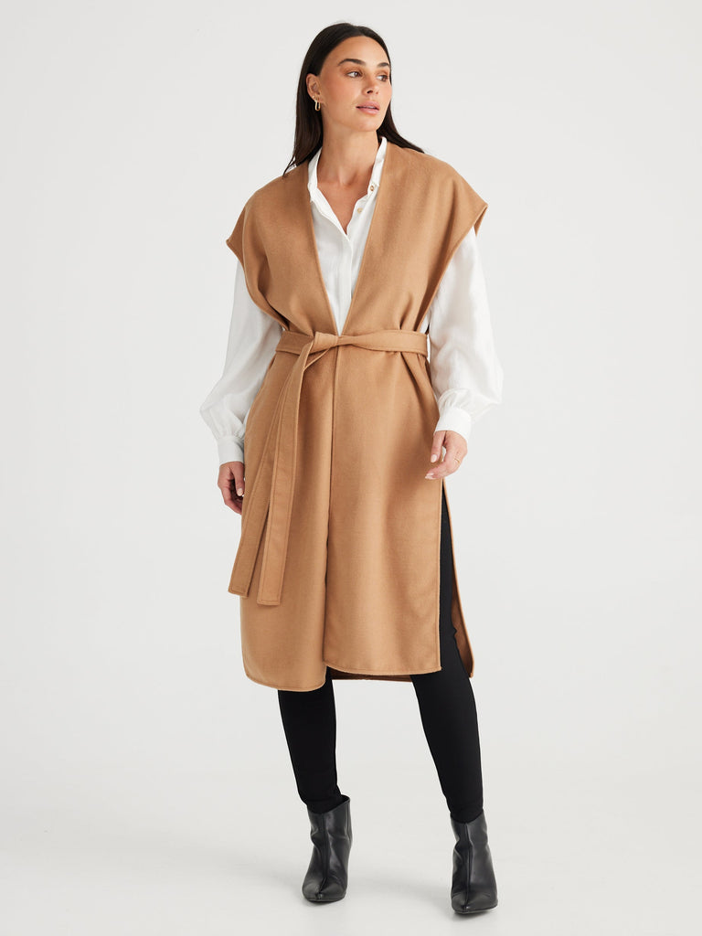 brave + true - Darcy Cape Vest - Camel-brave+true-treehaus