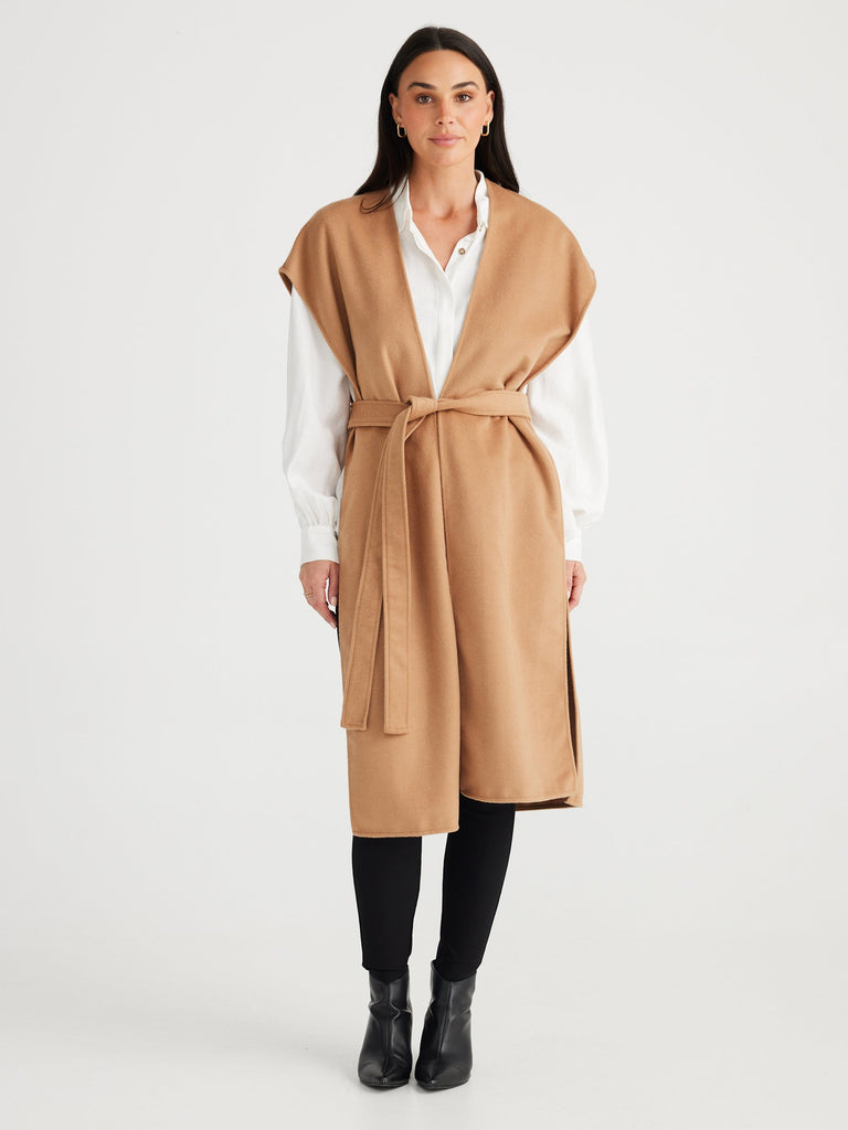 brave + true - Darcy Cape Vest - Camel-brave+true-treehaus