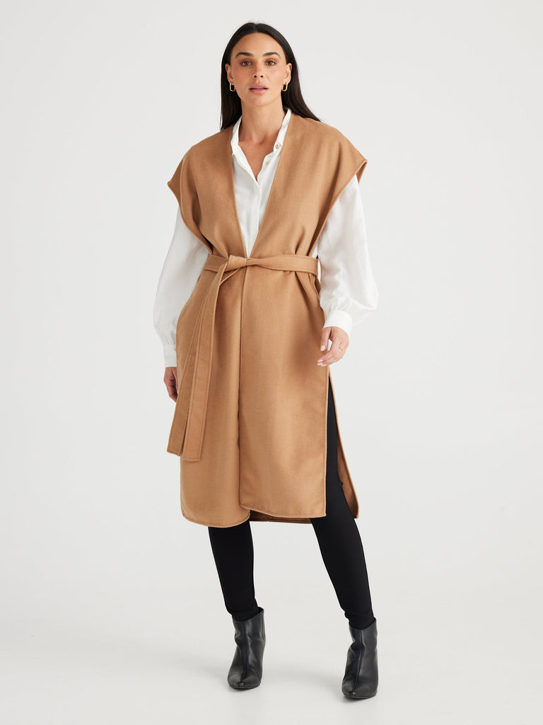 brave + true - Darcy Cape Vest - Camel-brave+true-treehaus