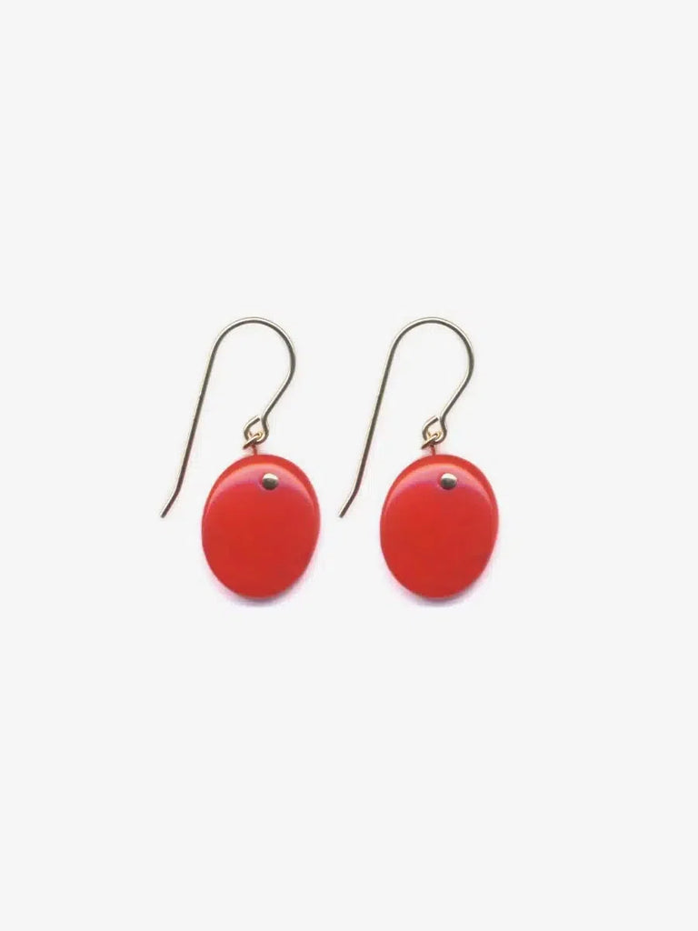 Ronni Kappos - Red Oval Earrings-Ronni Kappos-treehaus