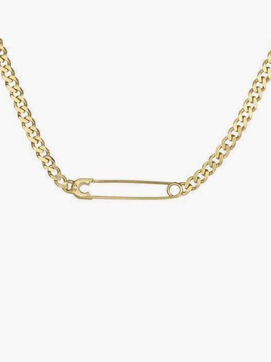 Godfrey and Rose - Large Safety Pin Necklace - Gold Vermeil w/White Sapphire-Godfrey and Rose-treehaus
