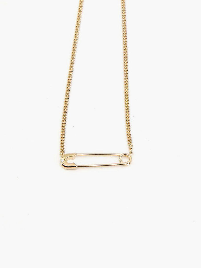 Godfrey and Rose - Small Safety Pin Necklace - Gold Vermeil w/White Sapphire-Godfrey and Rose-treehaus