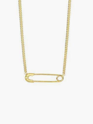 Godfrey and Rose - Small Safety Pin Necklace - Gold Vermeil w/White Sapphire-Godfrey and Rose-treehaus
