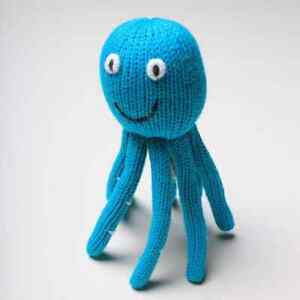 Organic Baby Rattle - Octopus (Turquoise)-Estella-treehaus
