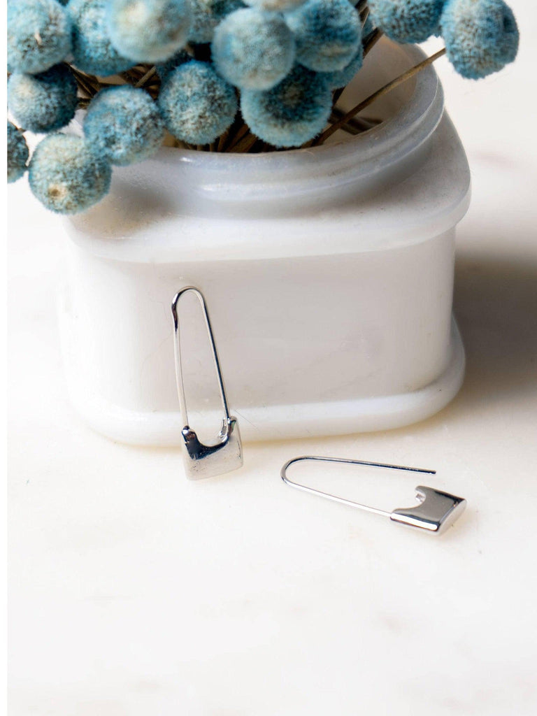 Peter and June - Sid Safety Pin Earrings - Silver-Peter and June-treehaus