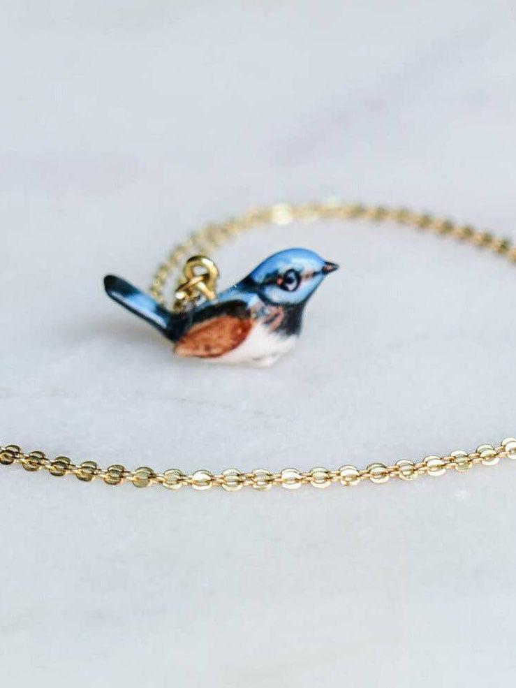 Peter and June - Tiny Blue Jay Necklace-Peter and June-treehaus