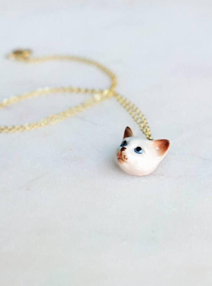 Peter and June - Tiny George Cat Head Necklace-Peter and June-treehaus