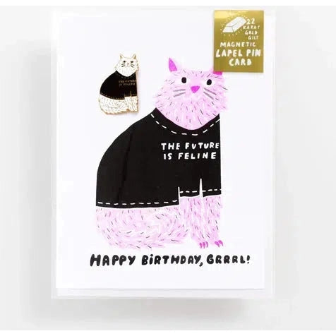 Yellow Owl - Lapel Pin Card - Happy Birthday, Grrrrrl-Yellow Owl-treehaus