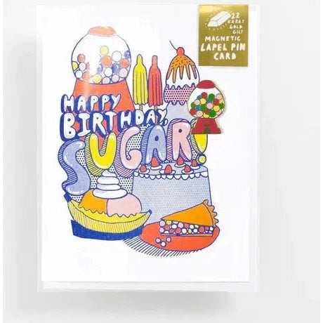 Yellow Owl - Lapel Pin Card - Happy Birthday Sugar-Yellow Owl-treehaus