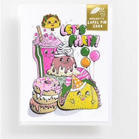 Yellow Owl - Lapel Pin Card - Let's Party-Yellow Owl-treehaus