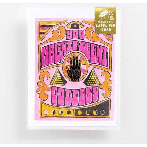 Yellow Owl - Lapel Pin Card - Magnificent Goddess-Yellow Owl-treehaus